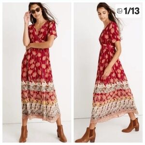 Madewell Tulip-Sleeve Maxi Dress In Tall Sunflowers sz 4